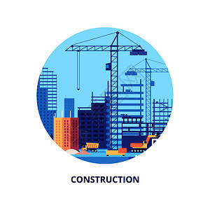 在白色背景上建造以等度3d型白色背景的塔起重圖標(biāo)房屋