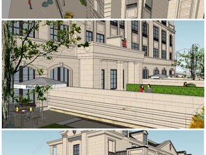 精品古典風格歐式多層住宅別墅建筑su模型設計模型下載